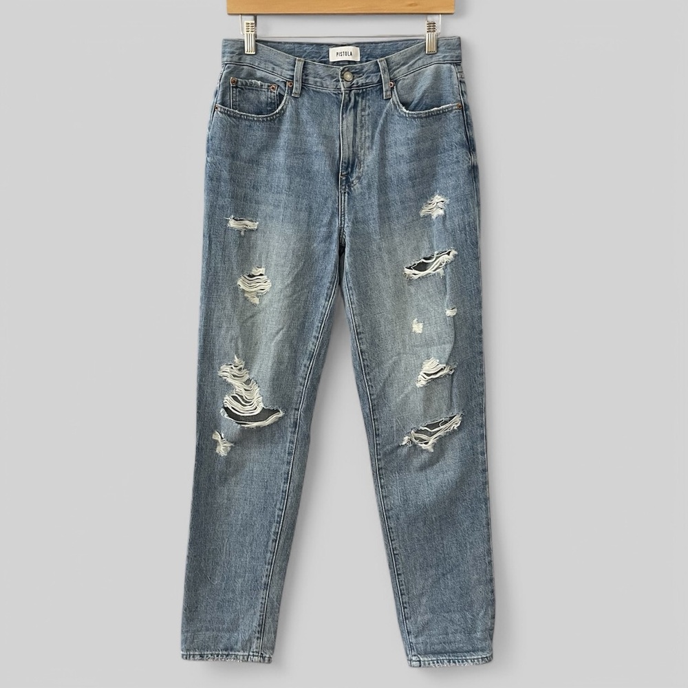 Pistols Jeans Womens 27 Blue Distressed Frayed Hem Pockets